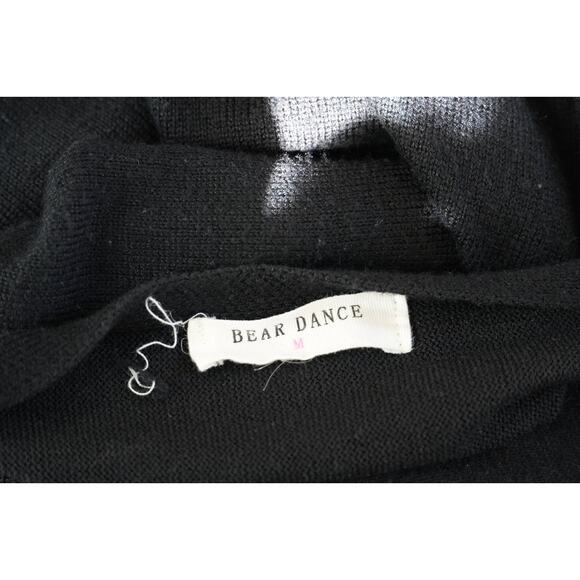 BEAR DANCE Black Fringe Hem Asymmetrical Waterfall Cardigan Size Medium - Picture 3 of 5